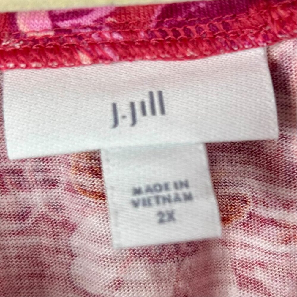 J Jill‎ Printed Convertible Shoulder Top Women Plus 2X Pink Floral 3/4 Sleeves - Picture 11 of 11